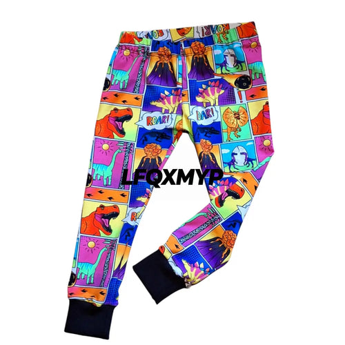 Comic Book Dinosaur Cuffed Leggings
