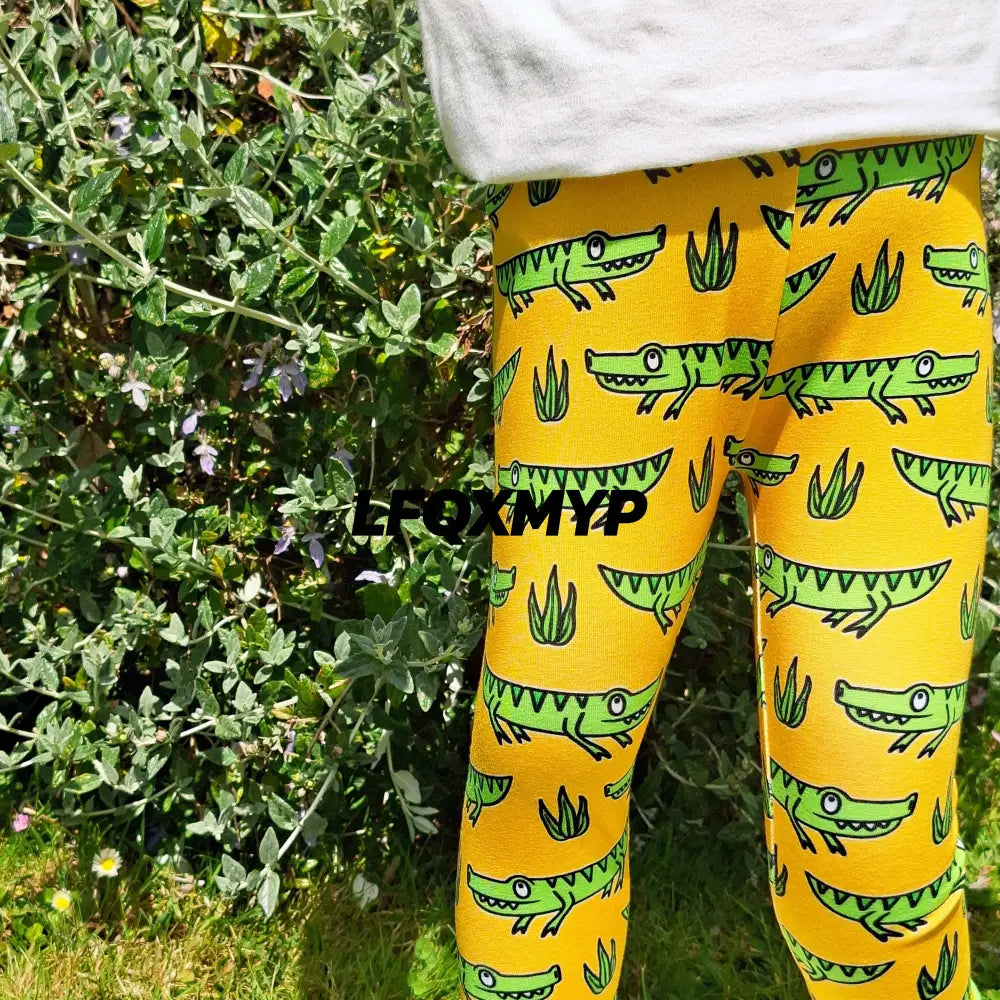Crocodile Print Cuffed Leggings
