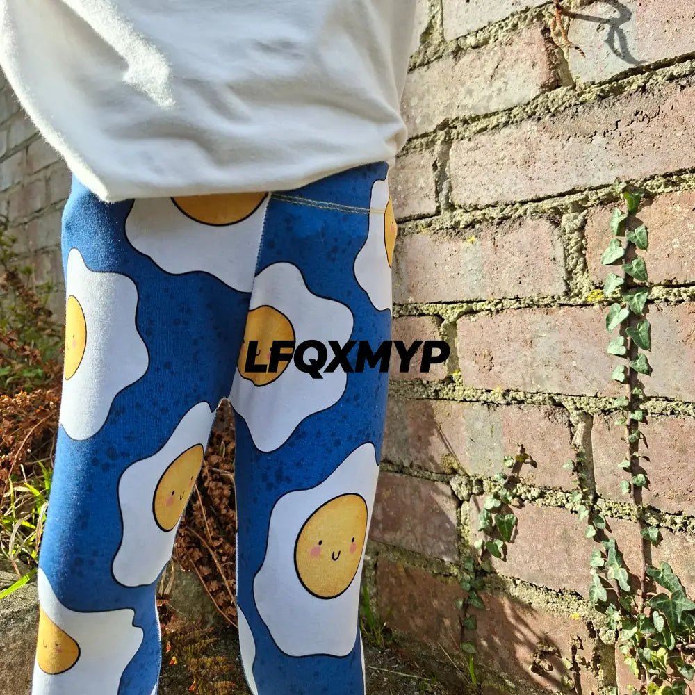 Fried Egg Print Hemmed Leggings - Children’s leggings