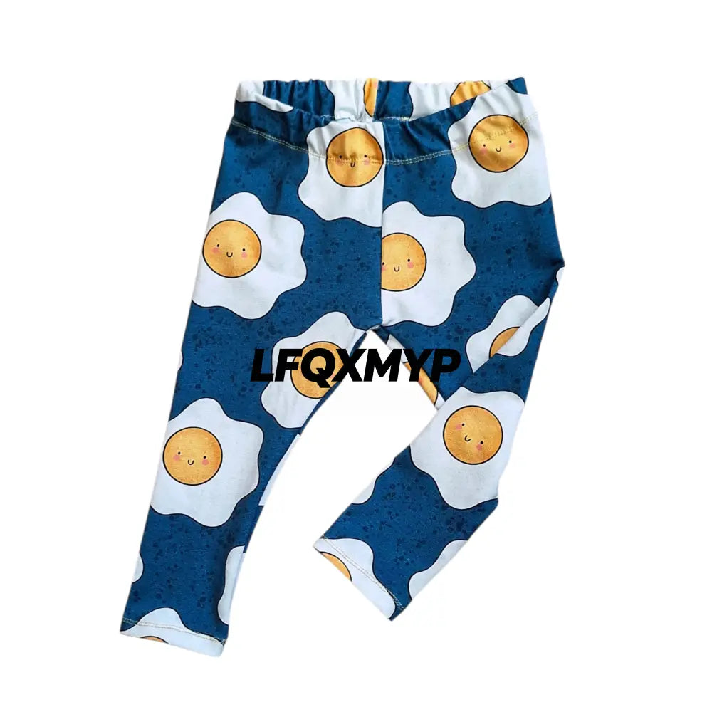 Fried Egg Print Hemmed Leggings - Children’s leggings
