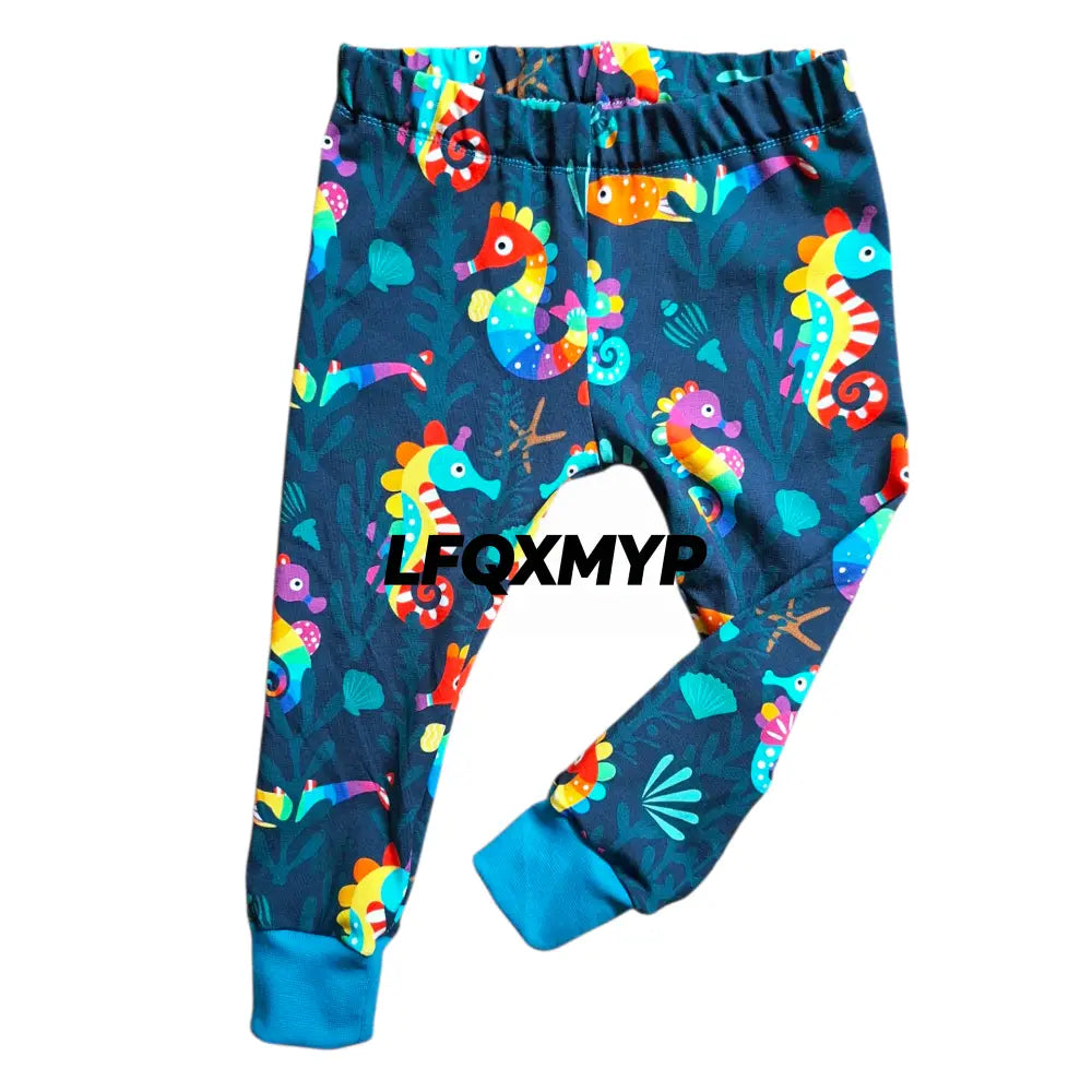 Kids’ Rainbow Seahorse Cuffed Leggings