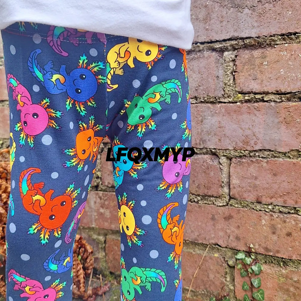 Rainbow Axolotl Cuffed Leggings