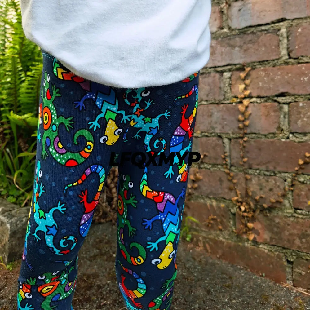 Rainbow Lizard Print Cuffed Leggings