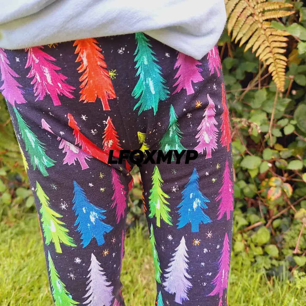 Rainbow Trees cuffed leggings